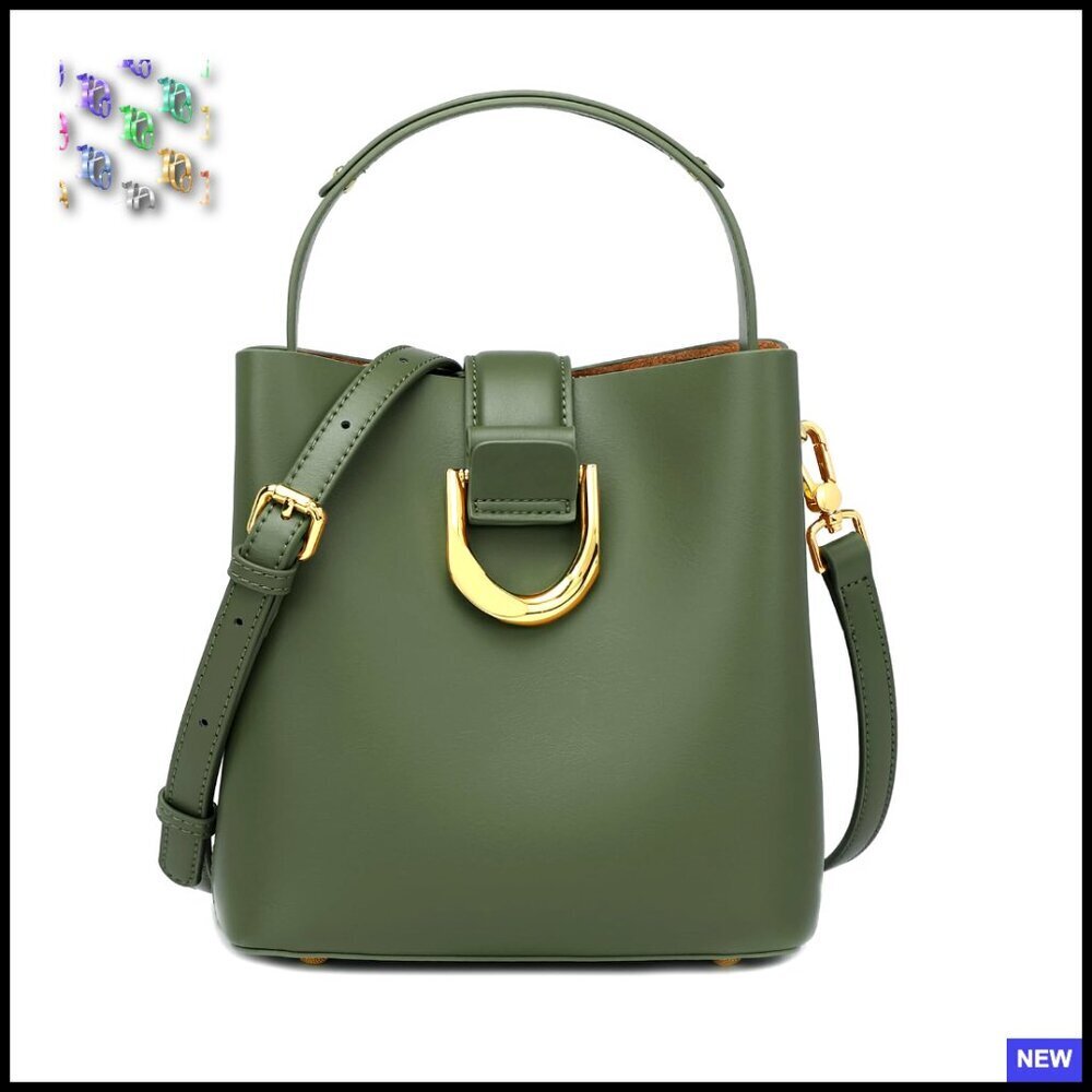 Leather Crossbody Bucket Bag Adjustable Strap Minimal Chic Designer Shoulder